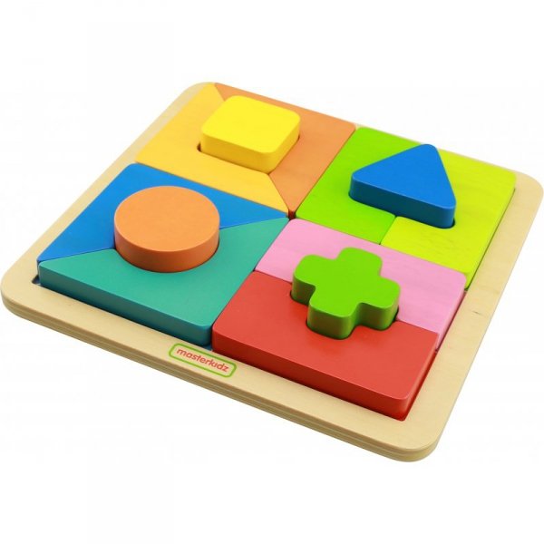 Drewniane Puzzle Geometryczne 12 Elementów - Masterkidz
