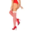 Obsessive Kissmas Pończochy L/XL Czerwono-Białe Paski Multistretch