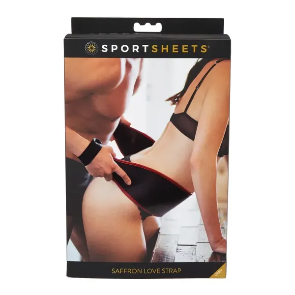 Sportsheets Saffron Love Strap - pas z pętlami, wegańska skora, czarny