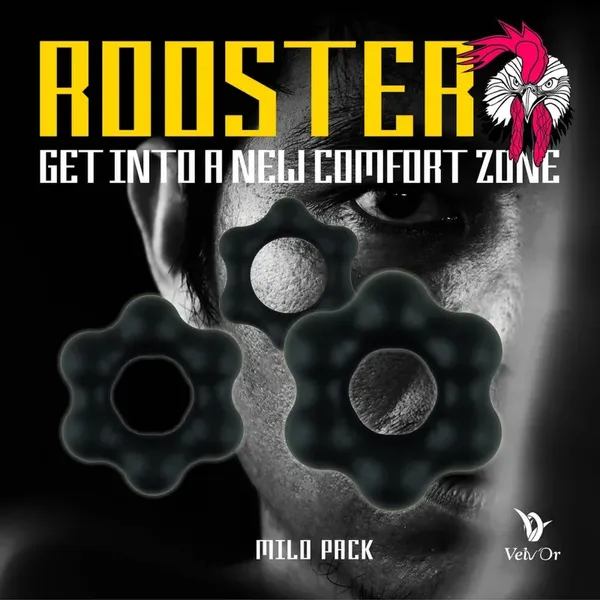 Velv Or Rooster Milo Pack - Zestaw 3 silikonowych pierścieni, rożne rozmiary