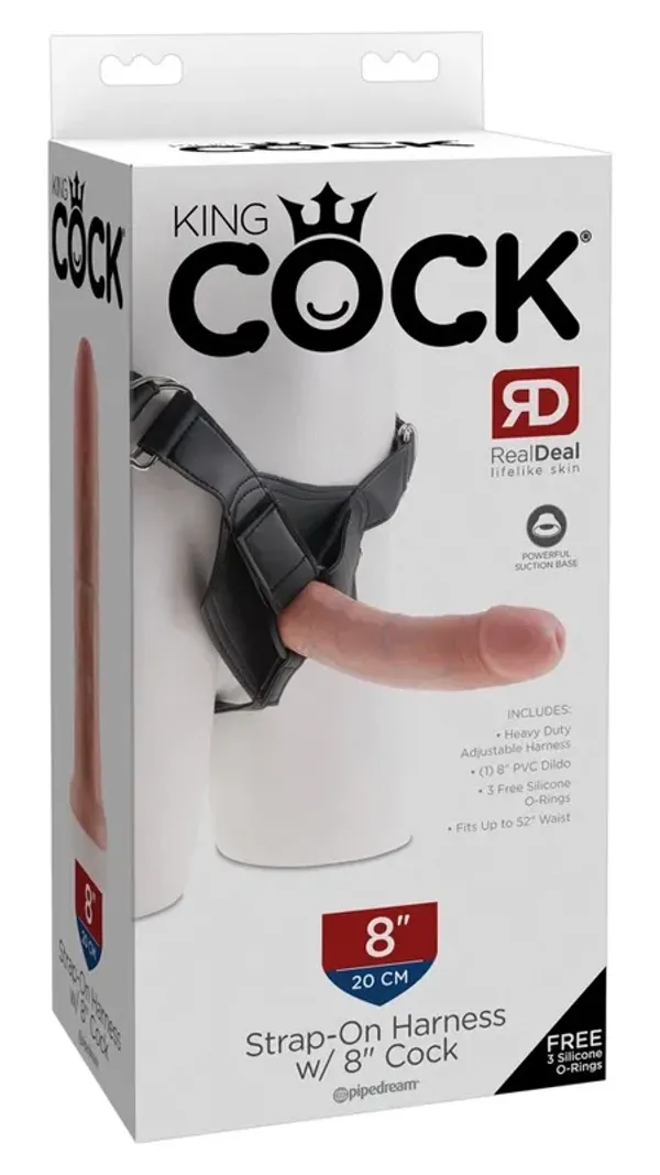 Pipedream King Cock Uprząż z wymiennym modelem 20 cm jasny beż