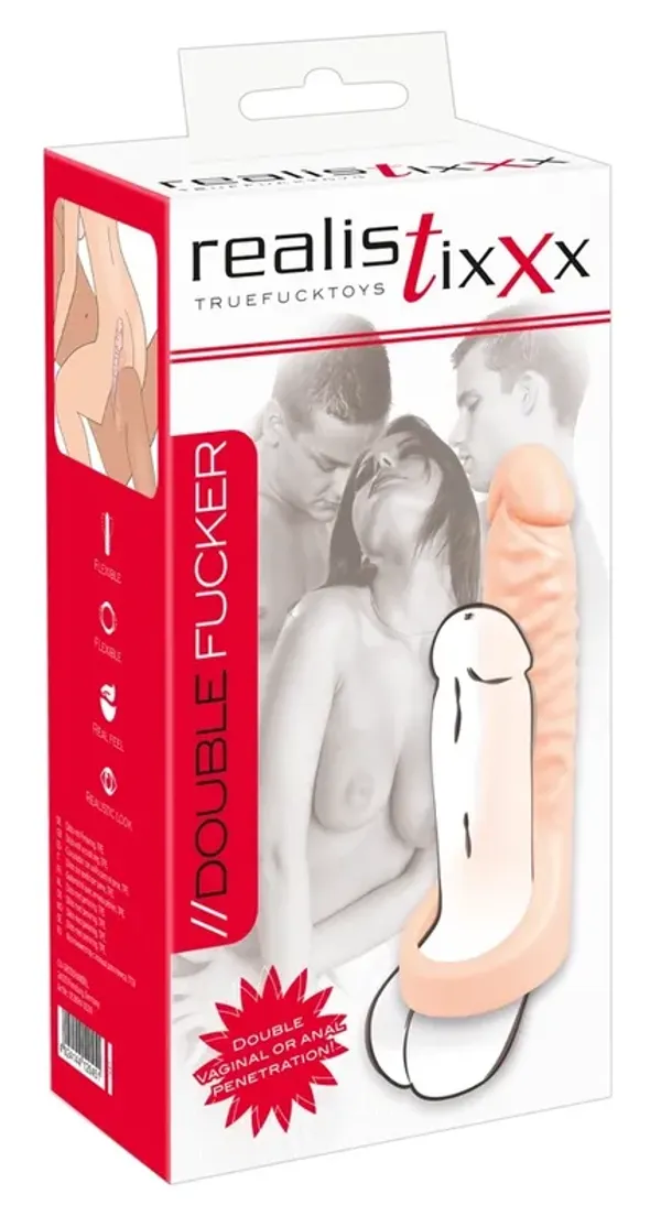 Realistixxx Double Fucker - Pierścień elastyczny z anatomiczną nakładką 18 cm