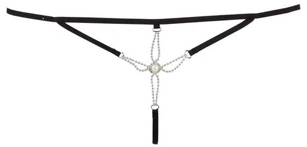 Cottelli Lingerie Stringi z cienkich paskow S/M srebrne detale