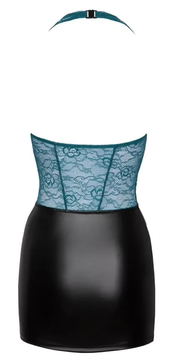 Cottelli LINGERIE - Seksowna Czarna Matowa Spódniczka Z Koronkową Zieloną Górą XL