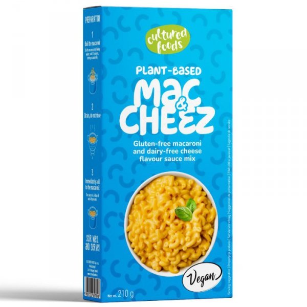 Roślinny zamiennik &quot;Mac & Cheez&quot; dla wegan, z bezglutenowym makaronem Cultured Foods, 210g