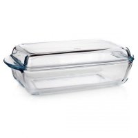 BRYTFANNA SZKLANA ŻAROODPORNA 4,1L Z POKRYWĄ NACZYNIE ŻAROODPORNE 