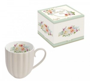 Królewski Ogród Kubek Porcelanowy Beżowy w Ozdobnym Pudełku 300 ml.