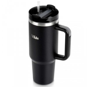 STALOWY KUBEK TERMICZNY TERMOS 1200ml Z RĄCZKĄ I SŁOMKĄ 259444