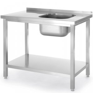 Basen zlew jednokomorowy z półką prawy Budget Line STAL 800 x 600 x 850 cm - Hendi 816998