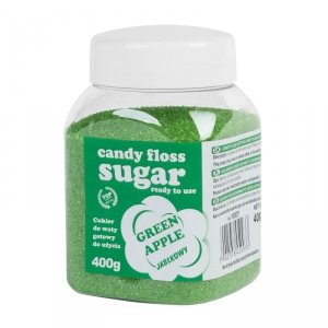 Kolorowy cukier do waty cukrowej zielony o smaku jabłkowym 400g