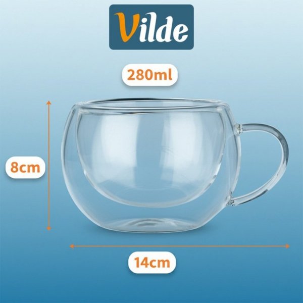 SZKLANKI TERMICZNE 2szt. 280ml Z PODWÓJNĄ SCIANKĄ DO KAWY HERBATY 139818