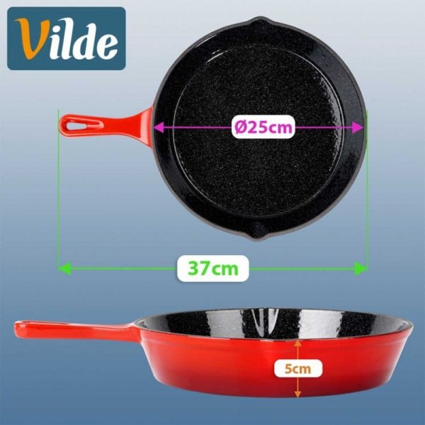 PATELNIA ŻELIWNA EMALIOWANA 25cm Z SILIKONOWĄ NAKŁADKĄ 199155
