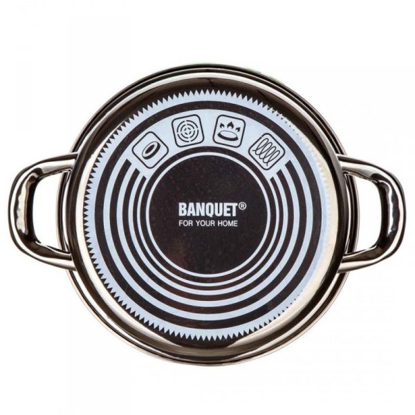 GARNEK EMALIOWANY 20cm 2L Z POKRYWĄ BANQUET METALLIC BLACK