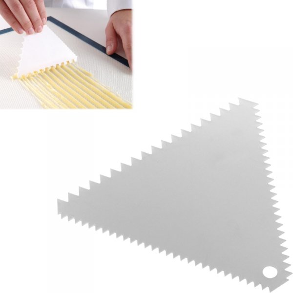 Skrobka cukiernicza trójkątna ZĄBKOWANA ze stali nierdzewnej 110x110mm - HENDI 554227