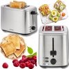 Toster podwójny srebrny inox funkcja rozmrażania 850W ELEGANCKI DESIGN