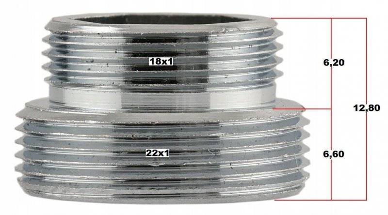 Redukcja ADAPTER do perlatora M18x1 GZ M22x1 GZ chrom + USZCZELKI