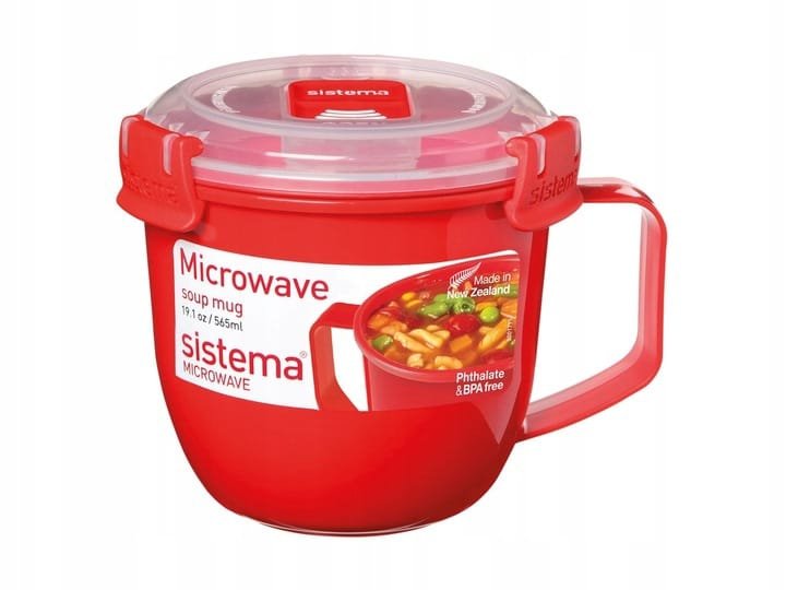 Kubek pojemnik na żywność zupę SISTEMA do mikrofalówki 565ml CZERWONY