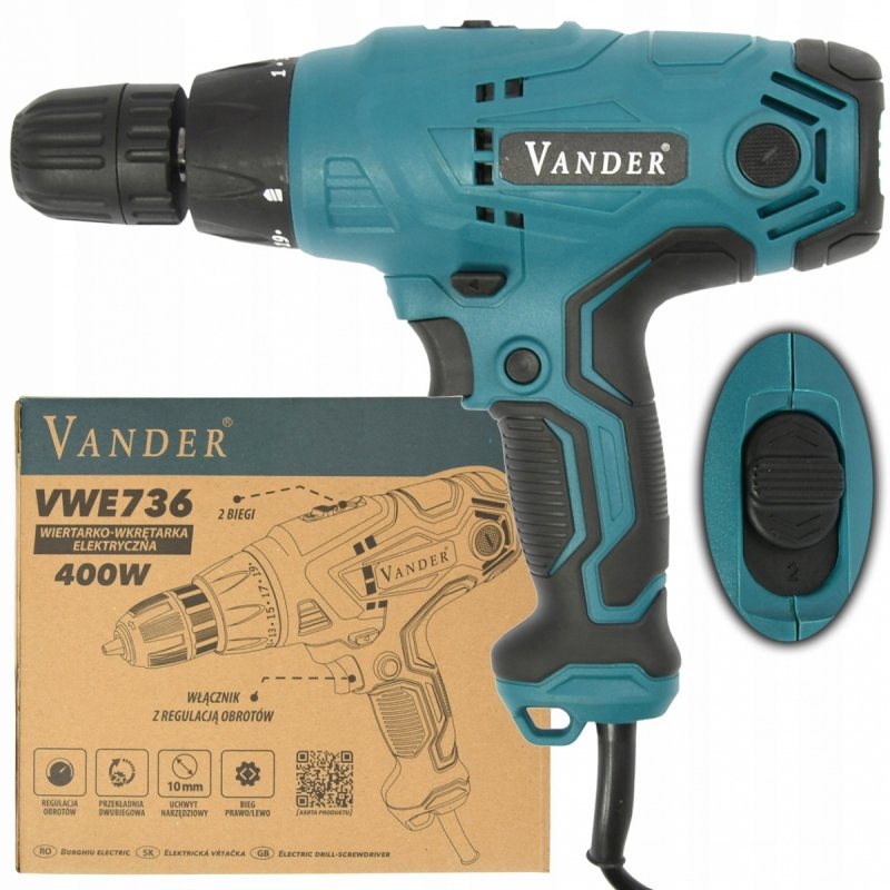Wiertarka wkrętarka sieciowa 400W 10mm Vander