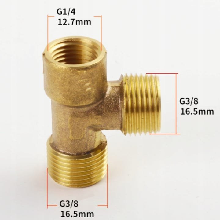 Trójnik rozdzielacz do KOMPRESORA złączka 2 x 3/8" do 1/4"