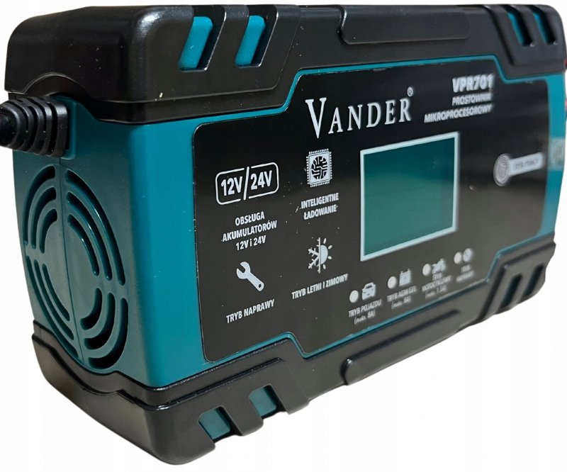 Prostownik samochodowy mikroprocesorowy Vander VPR701 12v-24v 8a-4a