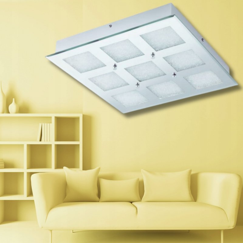 Lampa LED z kryształkami SZKŁO Plafon NEUTRALNA BIEL chrom IP20 GLAMOUR