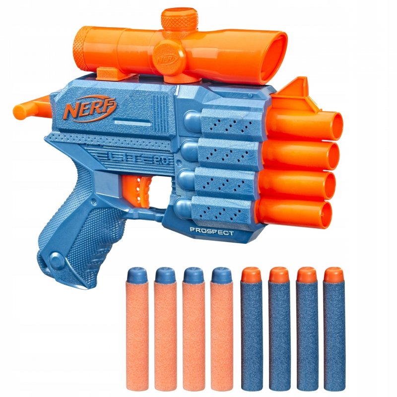 Pistolet wyrzutnia do 20m NERF dla dziecka 4-lufowy magazynek + 8x STRZAŁKA