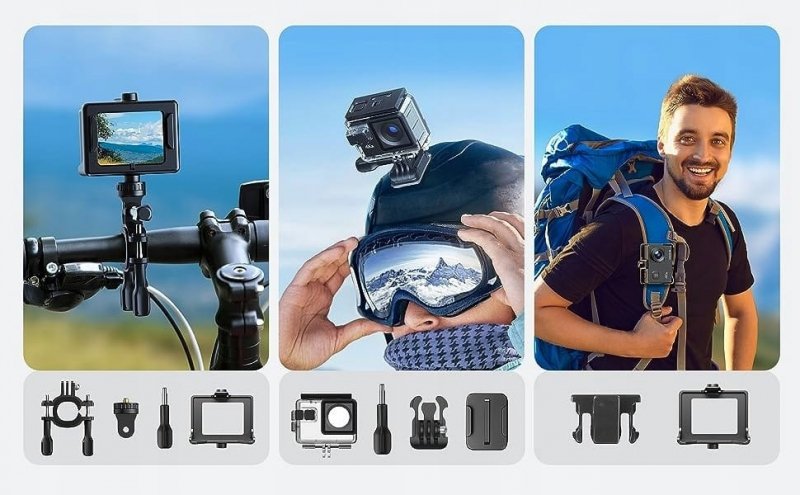 Kamera Sportowa WOLFANG GA100 HD 4K Go Pro WiFi EIS Wodoodporna + Akcesoria