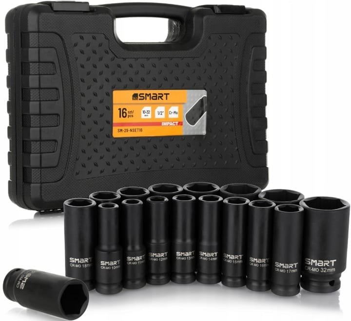 Zestaw nasadek udarowych 1/2" 10-32mm 16szt. SMART