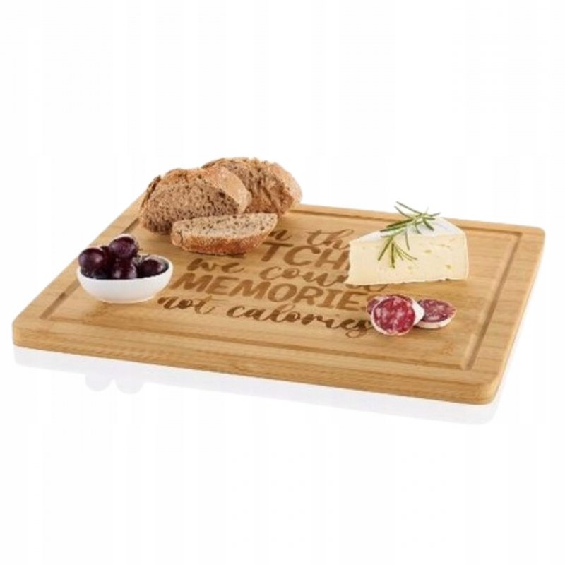 Deska do krojenia serwowania z ociekaczem 100% BAMBUSOWA 34 x 29 x 1,5 cm