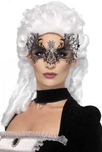 Maska Wenecka na oczy Czarna Wdowa z cekinami