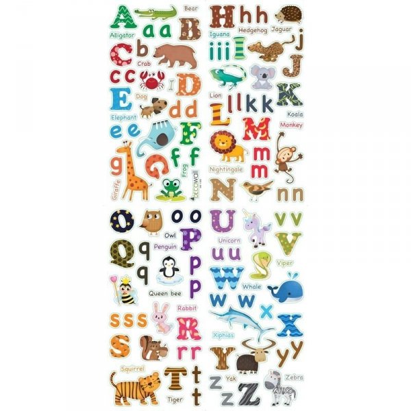 Naklejki Alfabet Literki ze zwierzętami