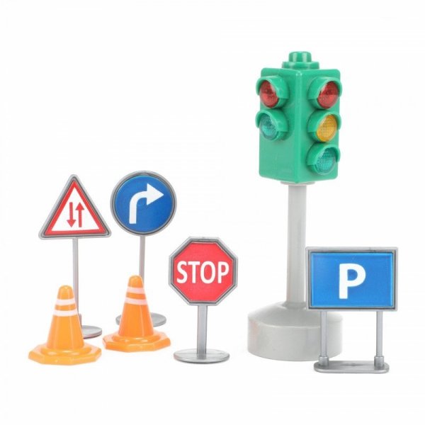 Zestaw znaki drogowe i sygnalizator świetlny