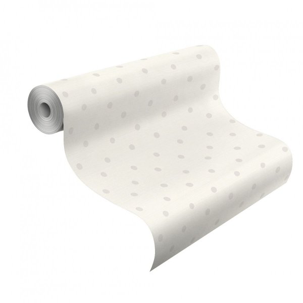 Tapeta kropki biała w szare groszki 613421