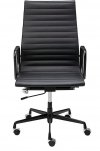 Wygodny i ergonomiczny regulowany fotel biurowy Aron czarny z skóry naturalnej i aluminium