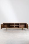Szafka pod telewizor stolik RTV Betty z drewna mango do salonu vintage boho