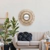 Lustro w stylu boho do salonu wykonane z trawy morskiej 