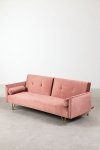 3-osobowa sofa do salonu rozkładana z funkcją spania z aksamitu kolor peonii na metalowych nóżkach