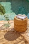 Stolik pomocniczy jutowy pufa boho w kolorze naturalnym do salonu