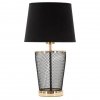 Lampa na stół do salonu Torre z metalu z materiałowym abażurem