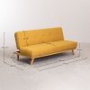 Sofa z funkcją spania do salonu 3-osobowa drewno i len pomarańczowa