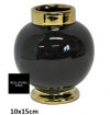 Nowoczesny elegancki wazon osłonka czarny ze złotym wykończeniem w kształcie amfory