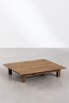 zestaw ogrodowy Brina –SKLUM - drewniana sofa modułowa z pufą i stolikiem kawowym – kremowe poduszki, drewno akacjowe – Bellissima Casa
