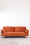 3-osobowa sofa do salonu rozkładana z funkcją spania z aksamitu kolor Óxido na metalowych nóżkach