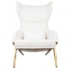 Fotel Hampton w kolorze białym z poliestru na złotych nogach wysokie oparcie