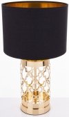 Stojąca lampa stołowa Fernando z czarnym abażurem na złotej ażurowej podstawie