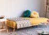 Sofa z funkcją spania do salonu 3-osobowa drewno i len pomarańczowa