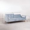 3-osobowa sofa do salonu rozkładana z funkcją spania z aksamitu kolor dusk blue na metalowych nóżkach