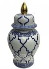 Waza dekoracyjna 47 cm z chińskiej ceramiki wazon ręcznie malowany ceramiczny szaro granatowy