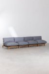 Czteroosobowa sofa Galia ogrodowa rozkładana krem/antracyt z poduchami
