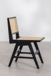 Krzesło do jadalni z drewna jesionowego z ratanowym siedziskiem i oparciem kolor czarny